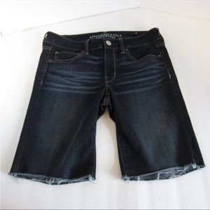 American Eagle Outfitters Super Stretch Bermuda Denim Shorts Dark Wash; Size 8